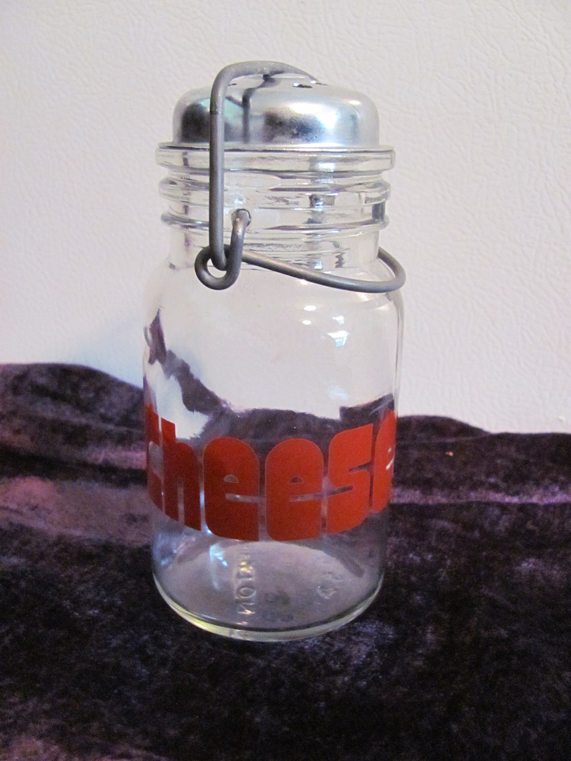 Wheaton Glass Cheese Shaker Red CHEESE Metal Top