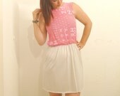 Alphabet & Numbers Pink Sun Dress: upcycled vintage blouse, jersey cotton babydoll