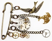 Steampunk Brooch - Clockwork Brooch - Steampunk Kilt Pin - Steampunk Jewelry - Watch Gears - Industrial Jewelry