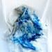 THALASSA. Hand Painted square Silk Scarf. Hand dyed Blue, Silver, Grey Shawl. Island Luxury. 35,4 x 35,4 in.(90x90cm). Ready to Ship.