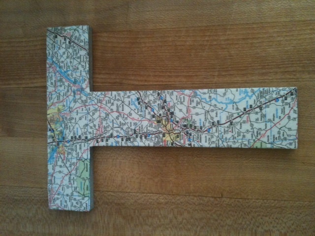 Handmade map letters- Any single letter