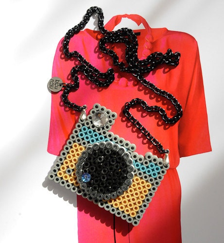 Perler Beads Plastic Camera Necklace OOAK
