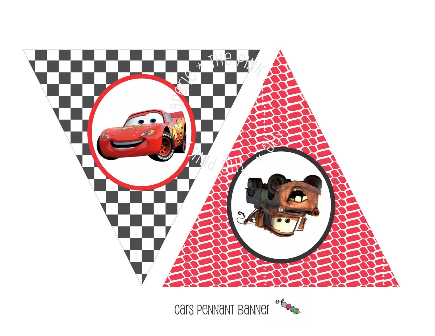 INSTANT DOWNLOAD - Printable CARS Themed Happy Birthday Banner - Triangle Pennant Banner Il_170x135