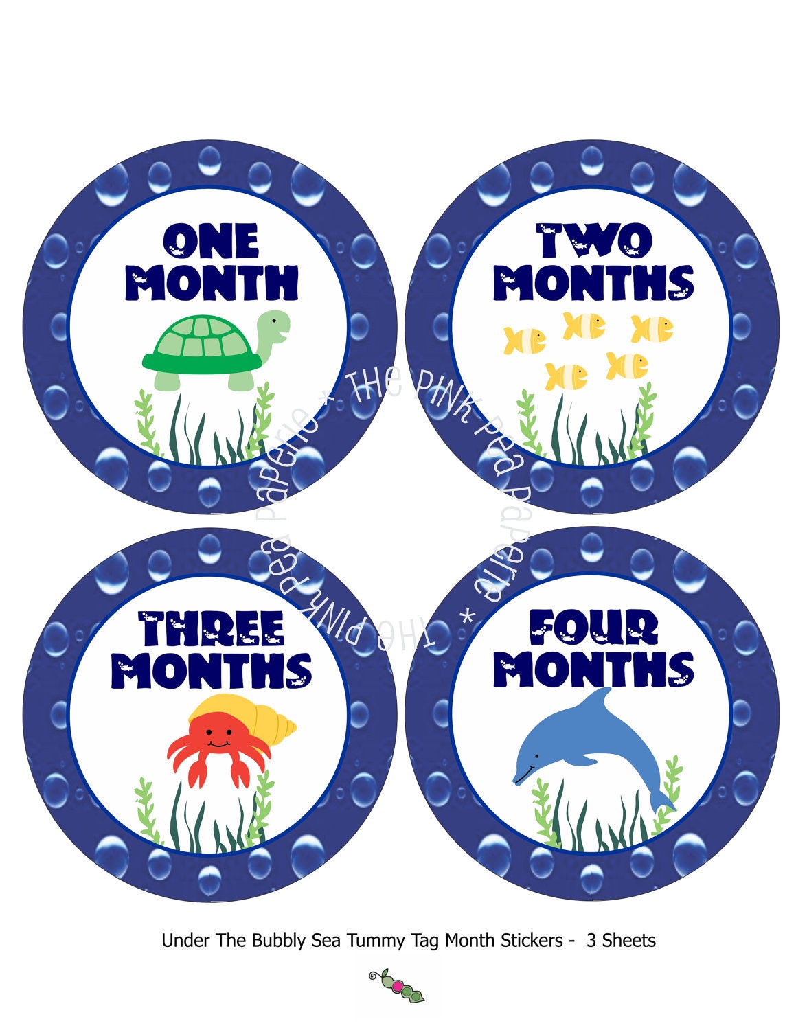 INSTANT DOWNLOAD - Monthly Under the Sea Tummy Tags - (DIY Printable Onesie Stickers) /Iron-on Transfers - Perfect for Monthly Baby Photos Il_570xn