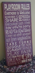 Playroom Rules Subway/Typography Word Art Sign
