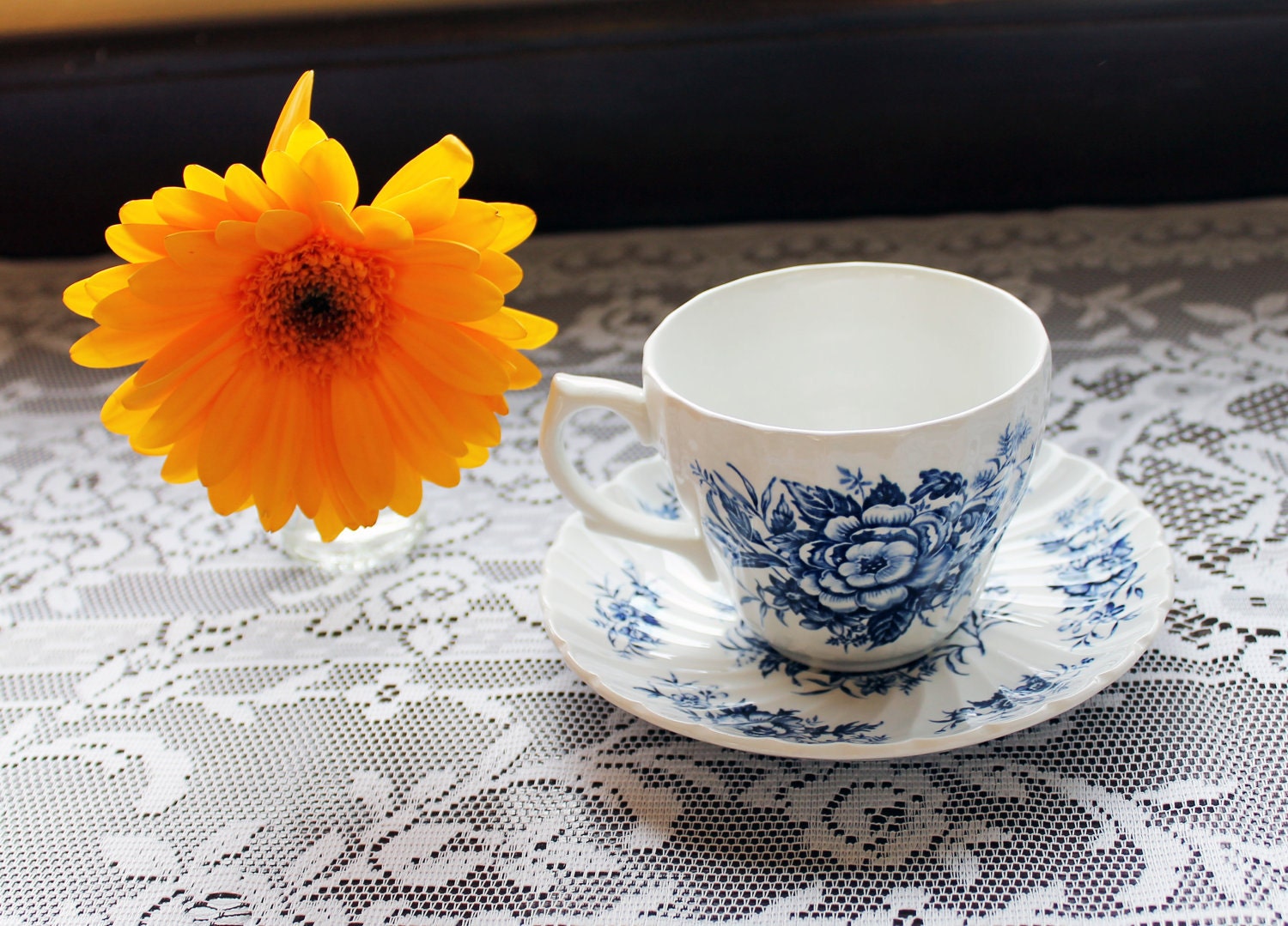 cup British Cup by nimbus Anchor vintage Vintage Tea Floral Hill Blue Beacon  Print