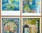 Dreamtree and more - Set of four deliciously BIG AND GLOSSY cards