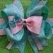 Aqua and pink polka dot boutique hairbow