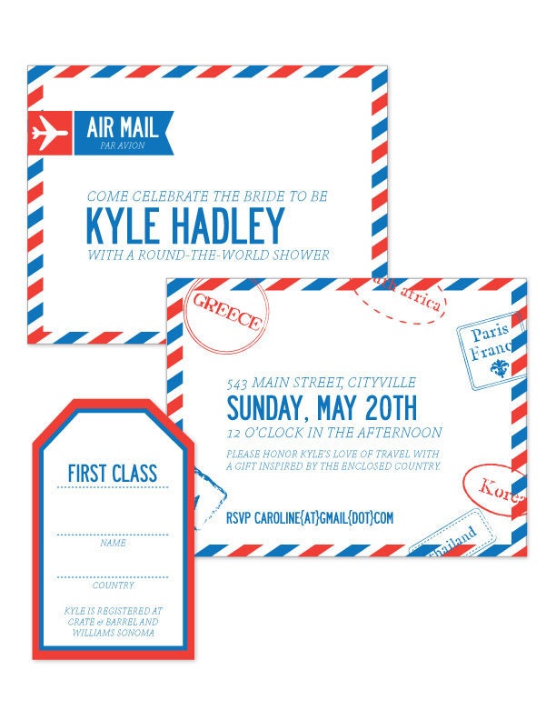 CUSTOMIZED PRINTABLE INVITE -- Round-the-world invitation