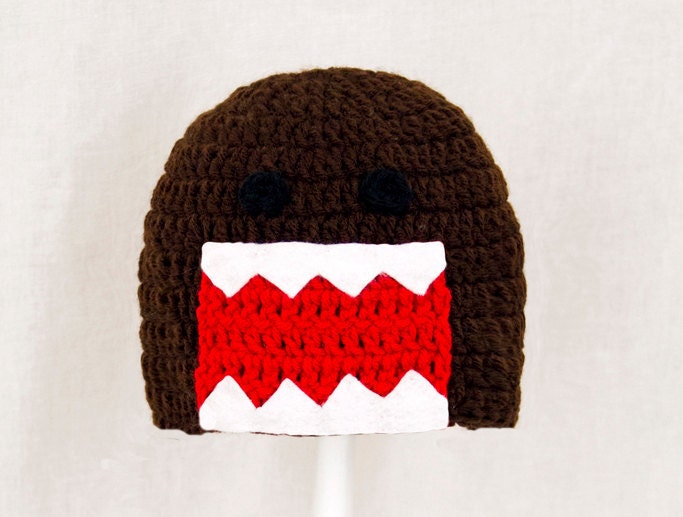 Brown Anime Monster Hat, Kawaii Crochet Beanie, send size choice baby - adult