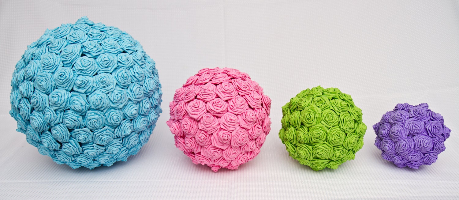 Large Bright and Colorful Paper Rose Globe
