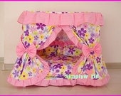 Code DB-04 Gorgeous  Luxury Princess Pet Dog Cat Puppy Bed House Purple Flowery Print Pink  Sz Medium 23.6''x16''x23.6''  Made to Order