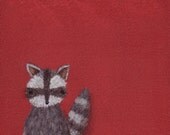 Red Raccoon Art Print - 8x8 square raccoon painting print