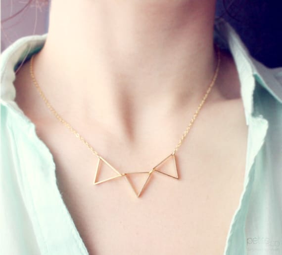 triad - gold triangle necklace - geometric jewelry