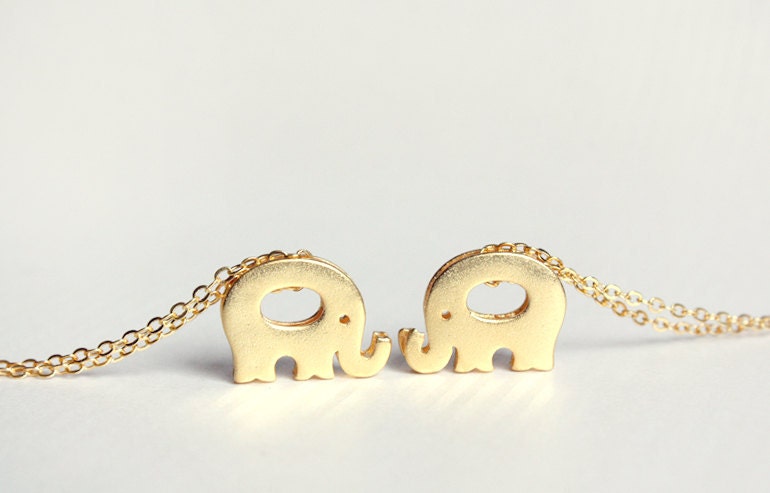 elephant necklace - delicate gold jewelry - gift for her under 20