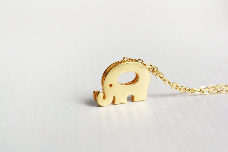 elephant necklace - delicate gold jewelry - gift for her under 20