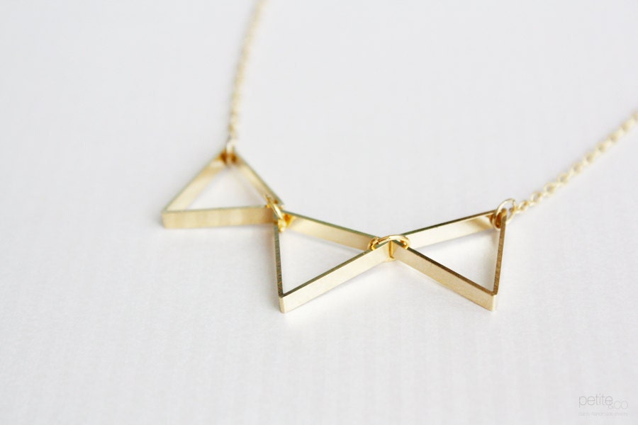 triad - gold triangle necklace - geometric jewelry