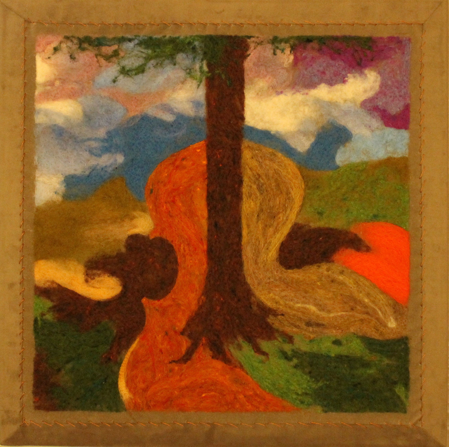 Needlefelt Landscape Painting 'Violin Tree'