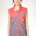 90s twin peaks COLOR BLOCK contrast floral denim tank top