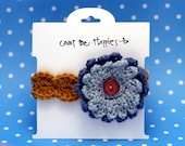 Crochet Baby Headband in Gold, Sky Blue and Dark Blue