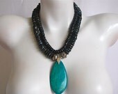 Beaded Necklace, Freshwater Pearl Necklace, Handmade Necklace, Handmade Jewelry,Turquoise Pendant, Hand Crafted