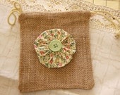 Rustic Gift Bag - Burlap One YoYo and Buttons for Rustic Country western Wedding and Party Favors (ready to be shipped)