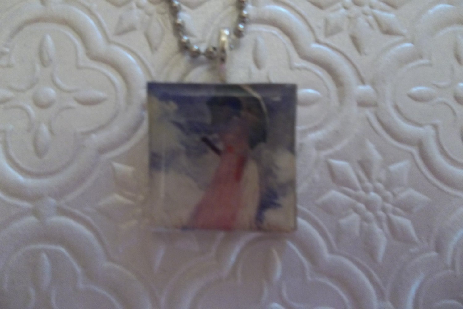 CLAUDE MONET Last Years, ScrabbleTile PENDANT Necklace, Scrabble Tile Classic Jewelry