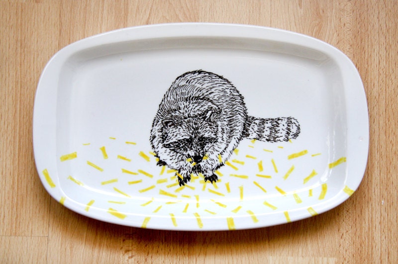 Serving tray - Racoon loves french fies