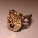 Steampunk Ring, Vintage Copper Bulova Timepiece, Black and Siam Swarovski Crystal, Antique Brass Adjustable Filigree Band, Industrial Flair