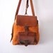 Vintage leather backpack orange brown small // back to school // halloween