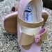 Shabby Chic Pink Baby Shoes with Leather Bow and Hair Piece (The Lorah Shoes) By LaValya on Etsy