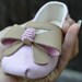 Shabby Chic Pink Baby Shoes with Leather Bow and Hair Piece (The Lorah Shoes) By LaValya on Etsy