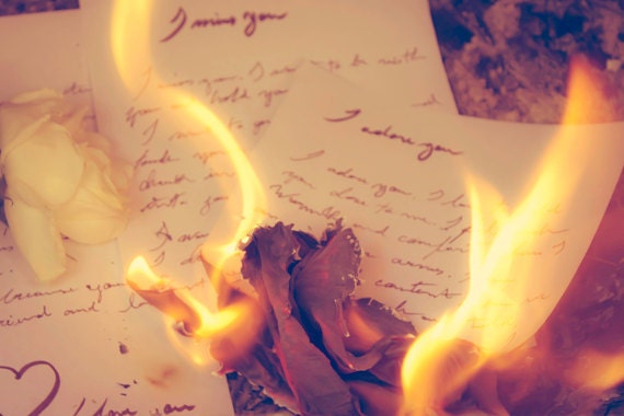 Burning Love Letters : photo 8x12 Fine Art Photography love retro print still life wall art decor