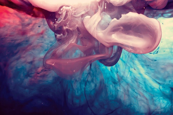 Abstract Photograph Ink and Water 8x12 abstract blue purple modern print fine art photography magenta wall art decor