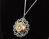 Sterling Silver Scrolling Filigree Bullet Necklace and Pendant-"Cowgirl Classic"-Free Shipping