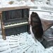 Cast Iron Piano and Gramophone, Doll House furniture, Miniatures set of 2, phonograph, Durham Inc.
