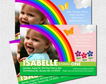 RAINBOW INVITATIONS Birthday Party (print your own) Personalized