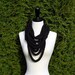 Chunky Infinity Wool Scarf Necklace In Obsidian Black Colorings Handmade Knit Crochet