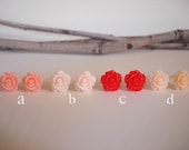 Four Pairs - Belle's Little Candy Rose Shoppe - You Choose - Resin Earrings, Tiny Roses, Rose Earrings - For bridesmaids, Gift idea