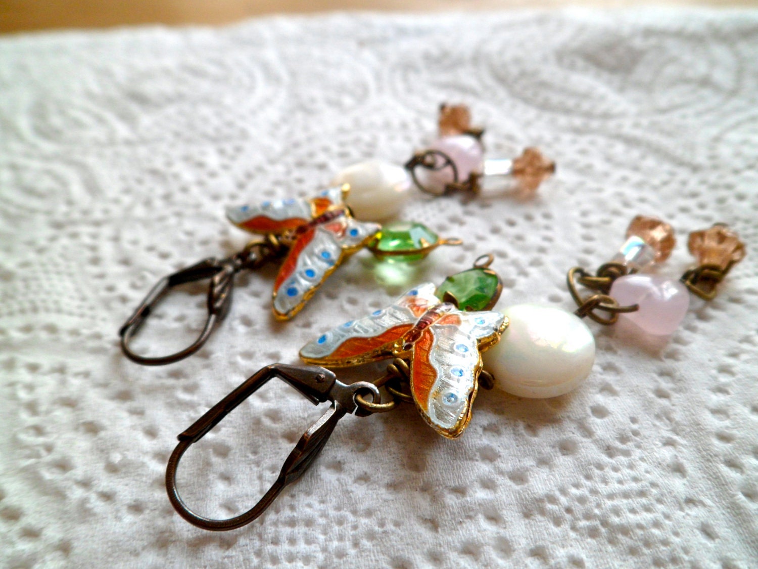 vintage butterfly dangle earrings.