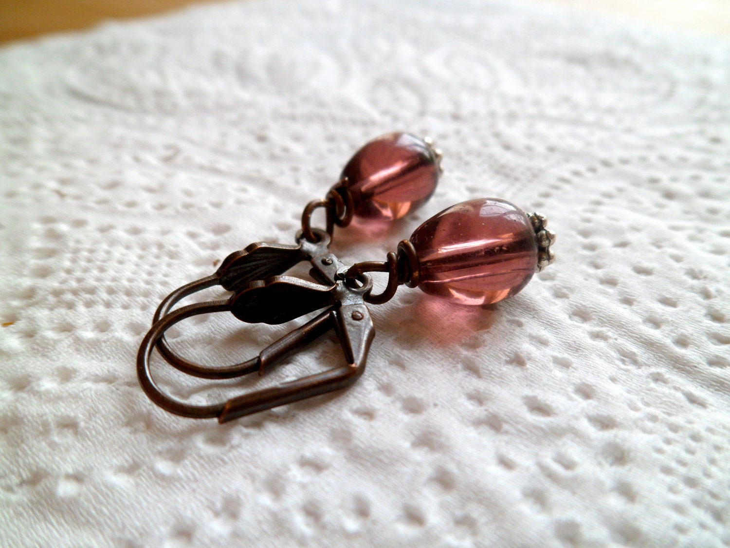 dark purple earrings free shipping vintage beaded glass