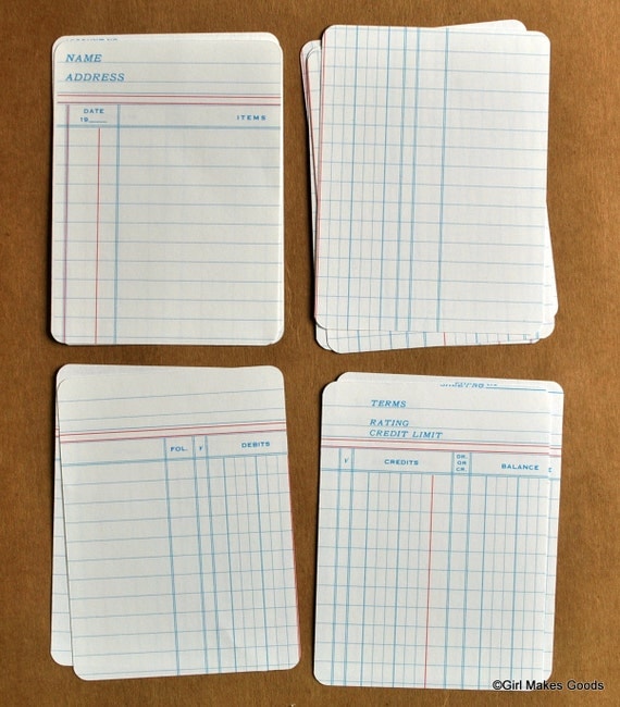 Vintage Journal Cards 3 x 4 Project Life--Ledger Sheets