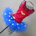 Running Tutu: Wonder Woman Custom Racing Tank and Pixie Length (9 inch) Tutu