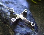 SCROLLED CROSS - Sterling Silver Cross Pendant on Sterling Silver Chain Necklace, OOAK