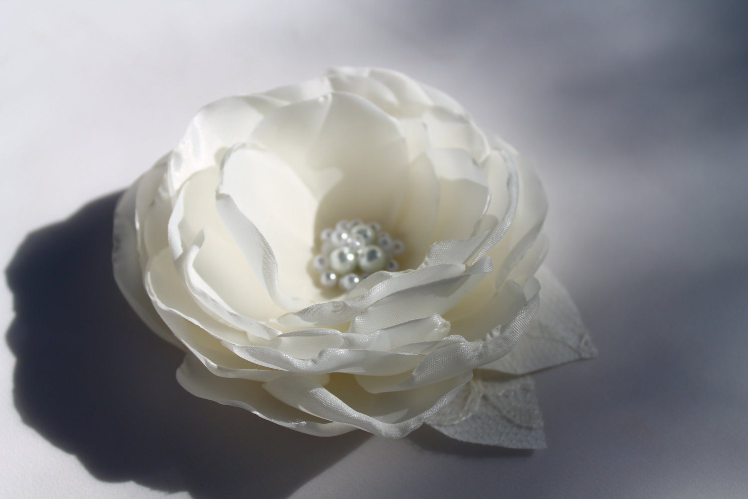 RESERVED FOR MELISSA Bridal Ivory Flower Hair Clip with Pearls and Swarovski Crystal