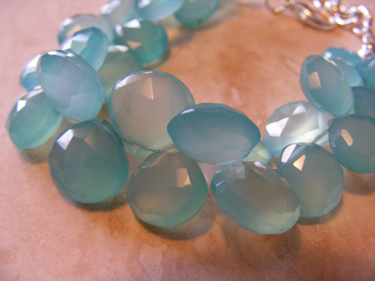 Vivid Peruvian Blue Aqua Chalcedony Bracelet