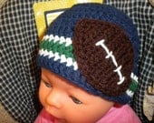 Crocheted Cotton Hat Inspired By Seattle Seahawks NFL Colors - Great Photo Prop