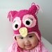 Girly Owl Hat, Crochet Baby Hat, Owl Hat, Baby Hat, Animal Hat, Pink, photo prop