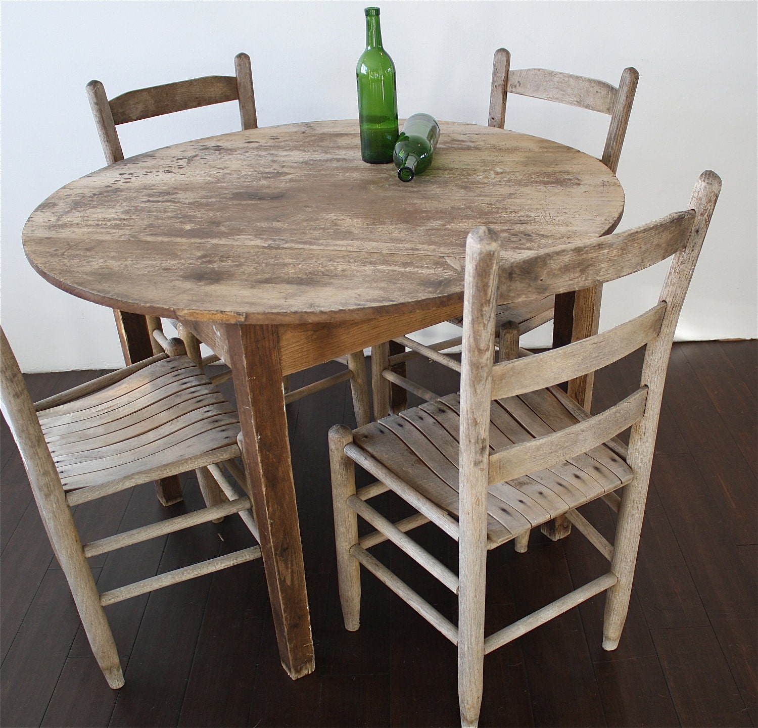 round wood dining table set with 4 chairs