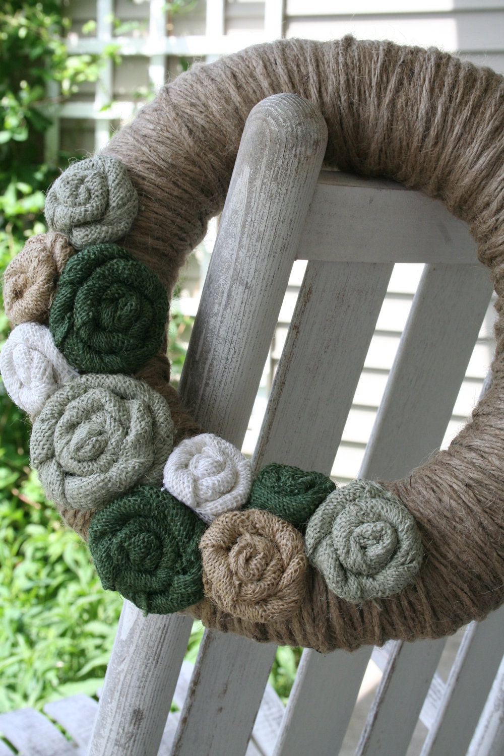 Spring/Summer Jute Yarn Wreath/Everyday/Winter/Burlap Flowers/Roses/St. Patrick's Day/Mothers Day